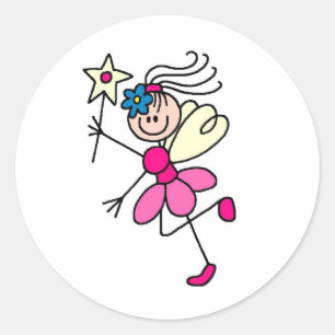 Pink Stick Figure Fairy Sticker