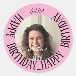 pink Sticker for birthday fully customisable