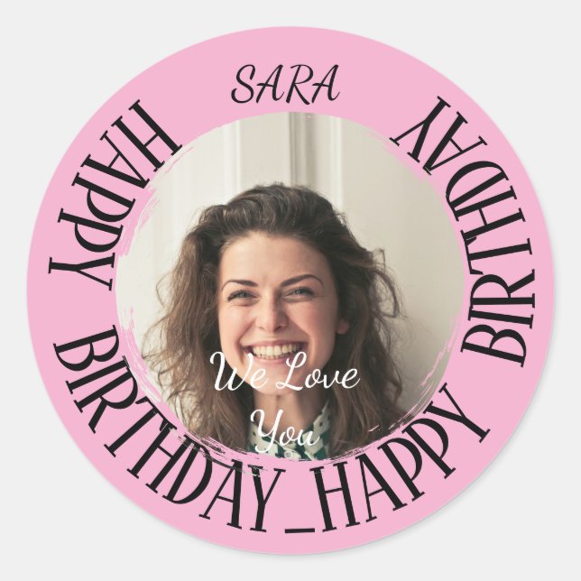 pink Sticker for birthday fully customisable (Front)