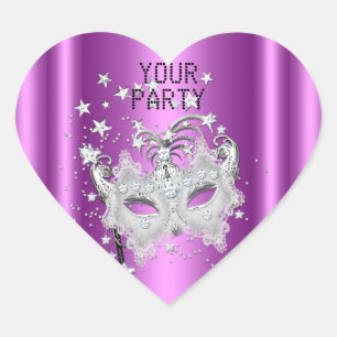 Pink Sticker Heart MASK White Silver Party