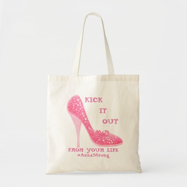 Pink Stiletto Diamonds Shoe Breast Cancer Advocate Tote Bag (Front)