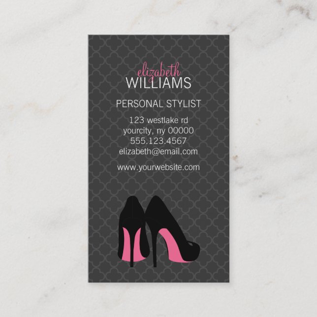 Pink Stiletto Heels Business Card (Front)