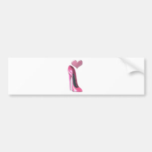 Pink stiletto high heel shoe and Heart Bumper Sticker