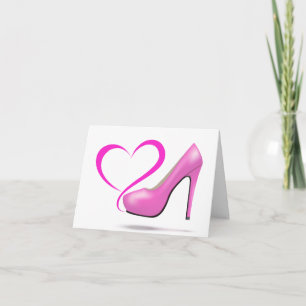 Pink Stiletto High Heels Thank You or Blank Note Card