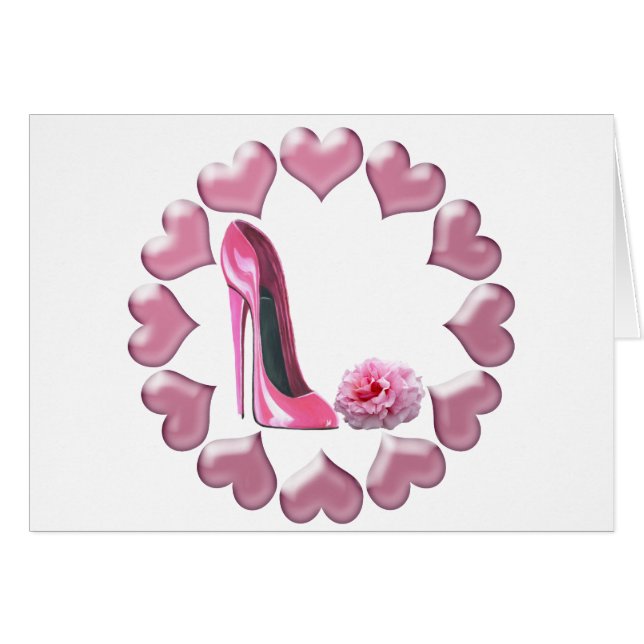 Pink Stiletto, Rose and Hearts (Front Horizontal)