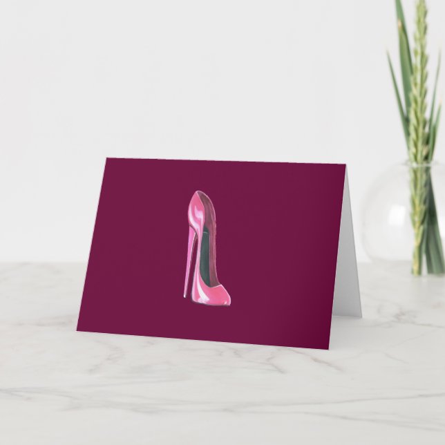 Pink stiletto shoe card (Front)