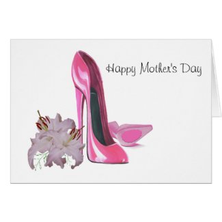Pink Stiletto Shoes and Lilies Card