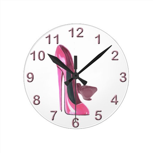 Pink Stiletto Shoes Art Clock | Zazzle