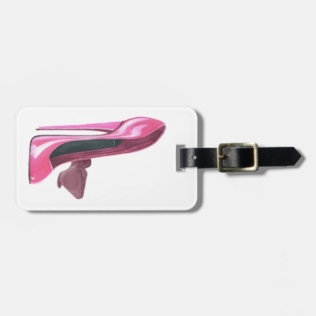 Pink Stiletto Shoes Art Luggage Tag (Front Horizontal)