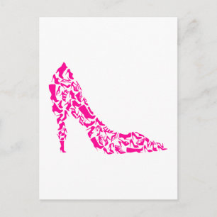 Pink stiletto with various shoe silhouettes postcard