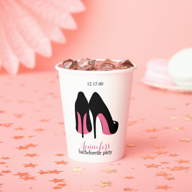 Pink Stilettos Girls Night Out Bachelorette Paper Cups (Insitu)