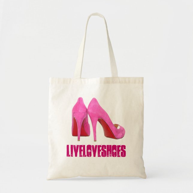 Pink Stilettos Shoe Addict Tote Bag (Front)