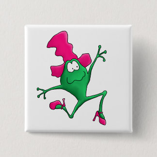 Pink Stilletto Happy Frog 15 Cm Square Badge