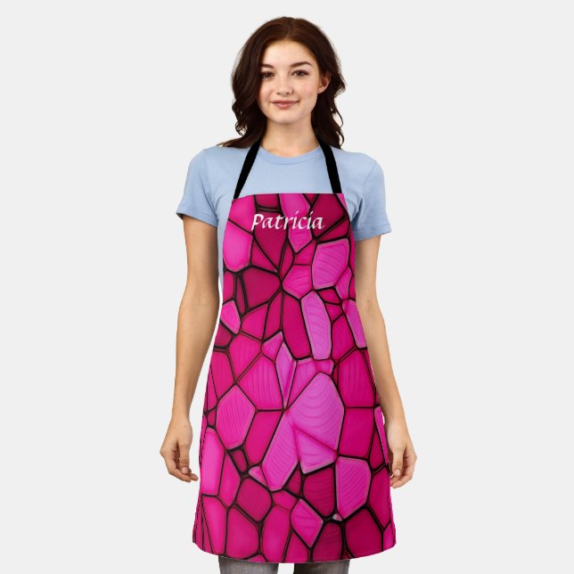 Pink stone shapes patterned apron (Worn)