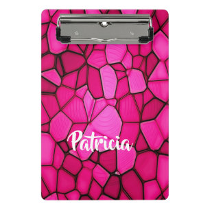 Pink stone shapes patterned mini clipboard