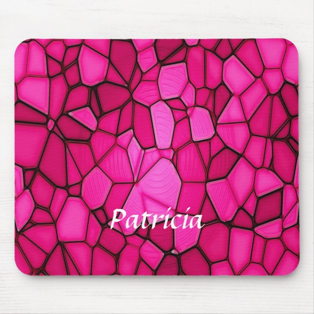 Pink stone shapes patterned mouse mat (Front)
