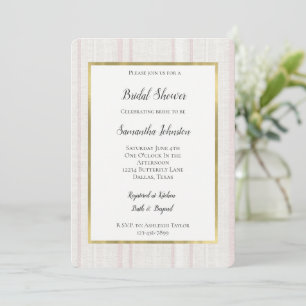 Pink Stone White Stripes Bridal Shower Invitation