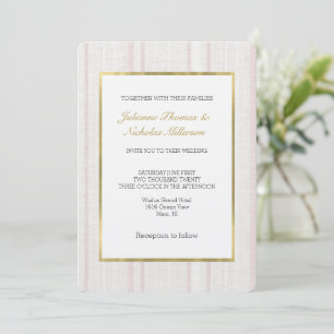 Pink Stone White Stripes Wedding Invitation