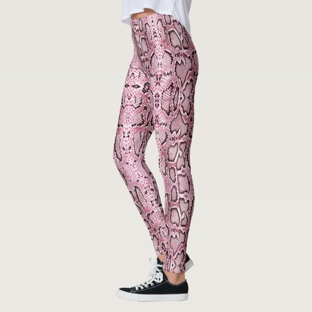Pink Stonewashed Anaconda Snakeskin Leggings (Left)