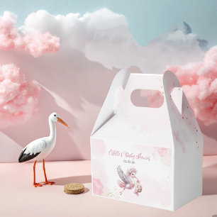 Pink Stork and Cloud Girl Baby Shower Favour Box