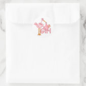 Pink Stork Baby Girl Classic Round Sticker (Bag)