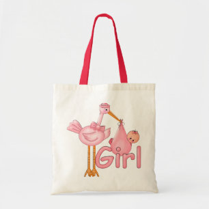Pink Stork Baby Girl Tote Bag