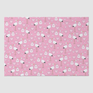 Pink Stork Baby Shower Tissue Paper