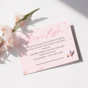 Pink Stork Diaper Raffle  Enclosure Card