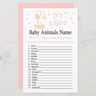 Pink Stork nest Baby Animals Name Game