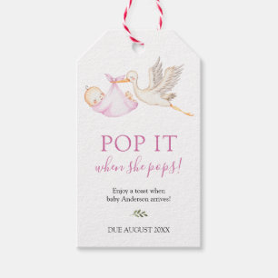 Pink Stork Pop it when she Pops Favour tag