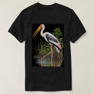 Pink Stork Wetland Wildlife Bird in Water T-Shirt