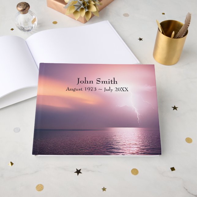 Pink Storm Clouds and Ocean Memorial Book (Front Open)