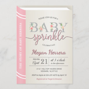 Pink Storybook Book Library Baby Girl Sprinkle Invitation
