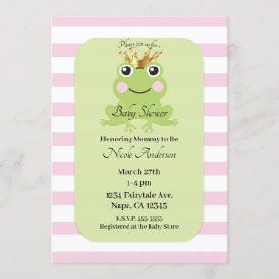 Pink Storybook Fairy Tale Frog Prince Baby Shower Invitation