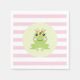 Pink Storybook Fairy Tale Frog Prince Baby Shower Napkin