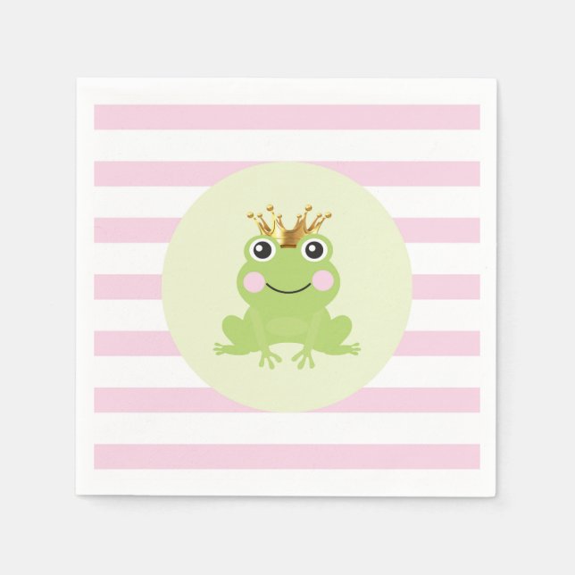 Pink Storybook Fairy Tale Frog Prince Baby Shower Napkin (Front)