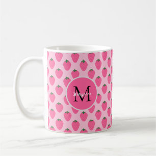 Pink Strawberries, custom cute Coffee Mug