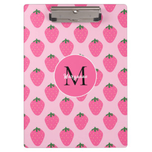 Pink Strawberries, cute customised Clipboard