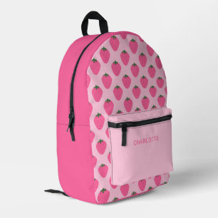 Pink Strawberries, cute customised girls Printed Backpack