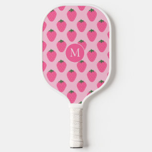 Pink Strawberries, cute customised Pickleball Paddle