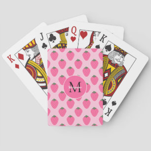 Pink Strawberries, cute customised Playing Cards
