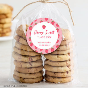  Pink Strawberry Baby Shower Favour Classic Round Sticker