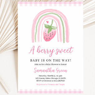 Pink Strawberry Baby Shower Invitation