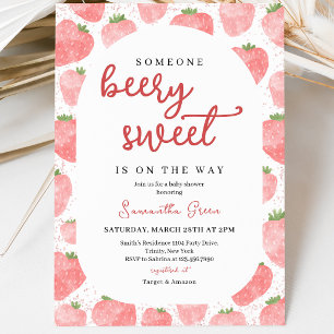 Pink Strawberry Baby Shower Invitation