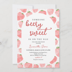 Pink Strawberry Baby Shower Invitation