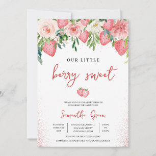 Pink Strawberry Baby Shower Invitation