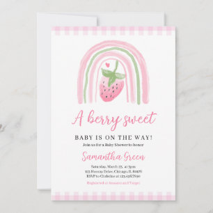 Pink Strawberry Baby Shower Invitation
