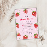 Pink Strawberry Berry Sweet Girl Baby Shower Invitation<br><div class="desc">Berry sweet strawberry baby shower theme,  strawberry baby shower invitation,  summer baby shower invitation,  girl baby shower invitation. watercolor illustration strawberry pattern</div>