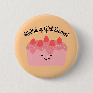 Pink Strawberry Cake Button