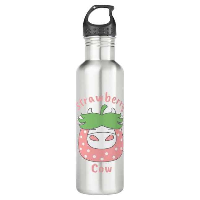 Pink Strawberry Cow Classic T-Shirt 710 Ml Water Bottle (Front)